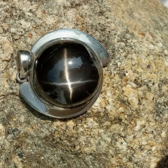 Stunning Rare Black Star Diopside In 925 Silver - Picture 2 of 5